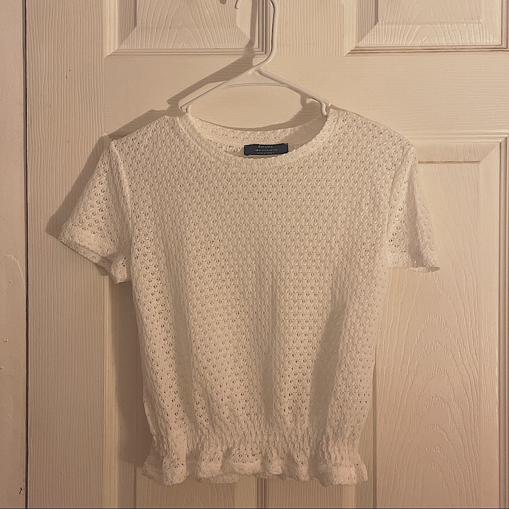 bershka crochet white top